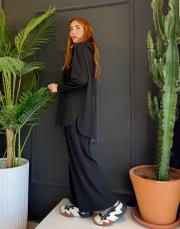 soft touch kapüşonlu hırka siyah 2