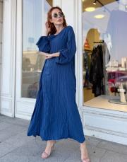 marin piliseli elbise indigo
