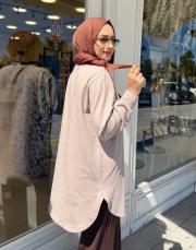 melan dikiş detay basic sweat vizon 2