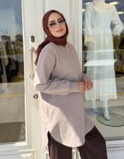 melan dikiş detay basic sweat vizon 3