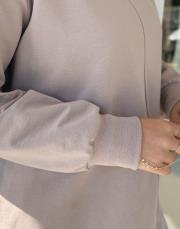 melan dikiş detay basic sweat vizon 5