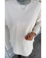 melan dikiş detay basic sweat ekru 7