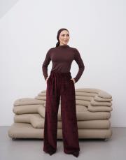 sienna kadife pantolon bordo