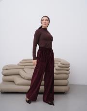 sienna kadife pantolon bordo 2