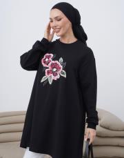 ruby baskı detay uzun sweat siyah 2