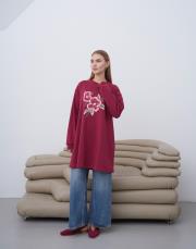 ruby baskı detay uzun sweat bordo 2