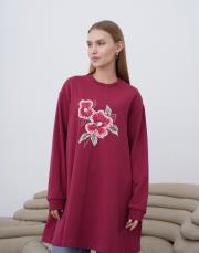ruby baskı detay uzun sweat bordo 3