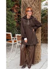 kelebek desenli kapüşonlu sweatshirt koyu kahve