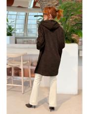 çiçek desenli kapüşonlu sweatshirt koyu kahve 2