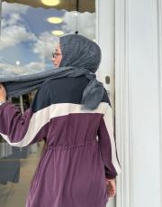 beli tünelli modal ceket takım mürdüm 6