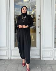 drape detay şalvar takım siyah