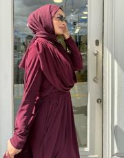 drape detay şalvar takım bordo 4