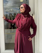drape detay şalvar takım bordo 5