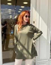 simli merserize tunik haki