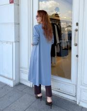 çiçekli uzun merserize tunik mavi 2
