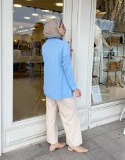 leopar desenli merserize tunik mavi 2