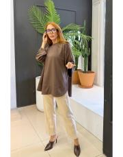 arkası düğmeli sweat kahve 2