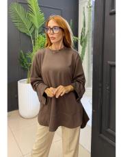 arkası düğmeli sweat kahve 3