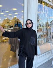 cepli paraşüt detay sweat siyah