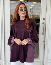 düğmeli 2 parçalı triko bordo 2
