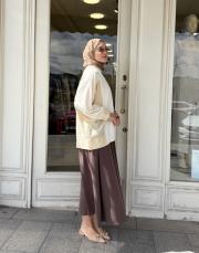 düğmeli 2 parçalı triko ekru 3