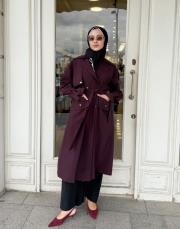 çıt çıt detaylı trench mürdüm