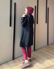 dik yaka angora hırka siyah 2