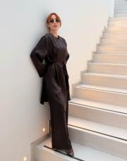 celine saten asimetrik tunik acı kahve 2