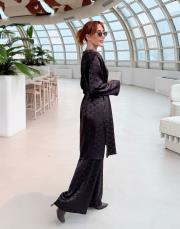 celine saten asimetrik tunik acı kahve 4