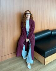 uzun angora hırka bordo 2