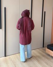 parya basic yırtmaçlı gömlek bordo 4