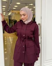 helen çıtçıtlı kapüşonlu kap bordo 2