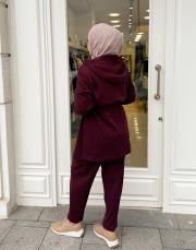 helen çıtçıtlı kapüşonlu kap bordo 4