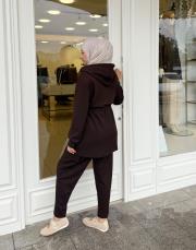 helen çıtçıtlı kapüşonlu kap kahve 4