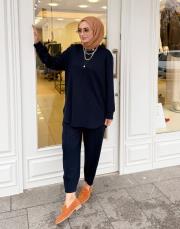 melan pike kumaş sweat lacivert