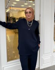 melan pike kumaş sweat lacivert 3