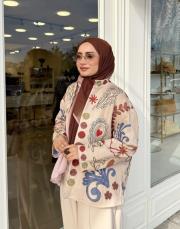 etnik desenli süet ceket bej 2