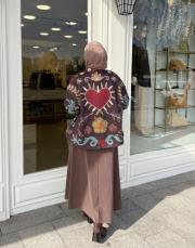 etnik desenli süet ceket kahve 4