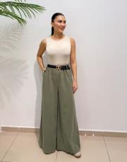 kadife kemerli pantolon haki
