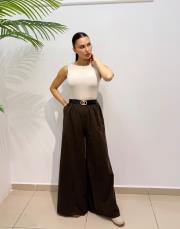 kadife kemerli pantolon kahve