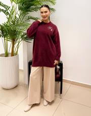 omzu taşlı peluş kazak bordo 2