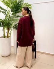 omzu taşlı peluş kazak bordo 3