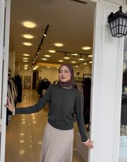 yakası örgü detay hırka haki 2