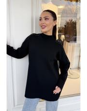 zımbalı balıkçı yaka kazak siyah