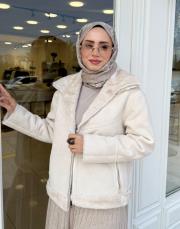 çift taraflı peluş-süet mont bej 5