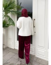 simli kadife pantolon bordo 6